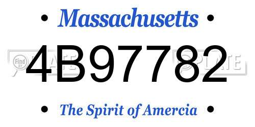 4B97782 Massachusetts License Plate