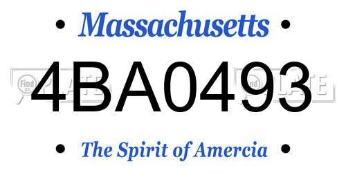 4BA0493 Massachusetts License Plate