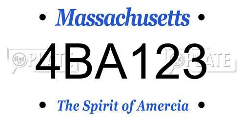4BA123 Massachusetts License Plate