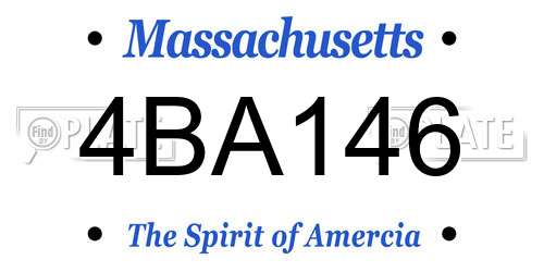 4BA146 Massachusetts License Plate