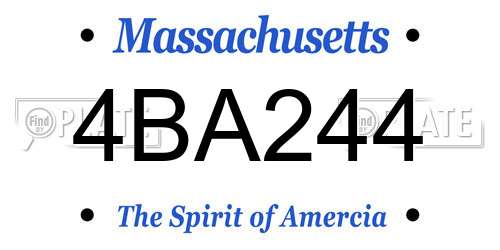 4BA244 Massachusetts License Plate