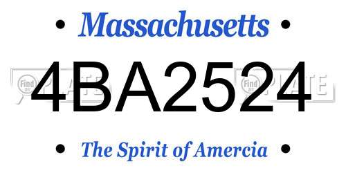 4BA2524 Massachusetts License Plate
