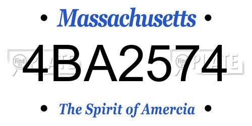 4BA2574 Massachusetts License Plate