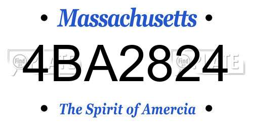4BA2824 Massachusetts License Plate
