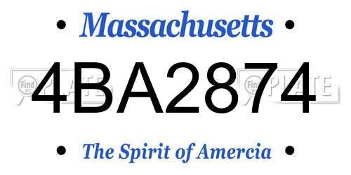 4BA2874 Massachusetts License Plate