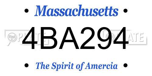 4BA294 Massachusetts License Plate
