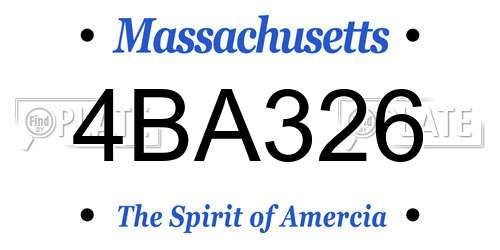4BA326 Massachusetts License Plate