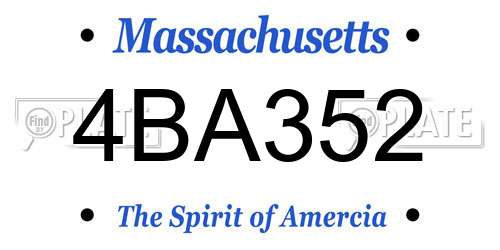 4BA352 Massachusetts License Plate
