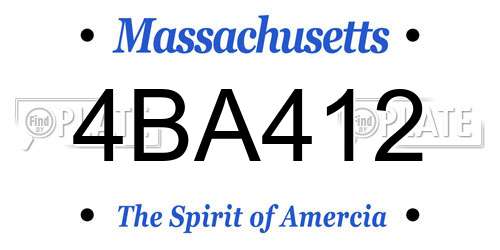 4BA412 Massachusetts License Plate