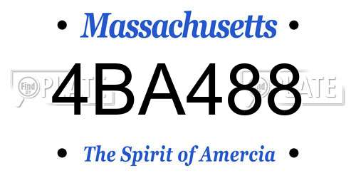 4BA488 Massachusetts License Plate