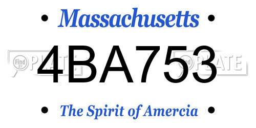 4BA753 Massachusetts License Plate