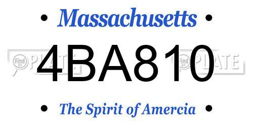 4BA810 Massachusetts License Plate