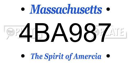 4BA987 Massachusetts License Plate