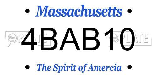 4BAB10 Massachusetts License Plate