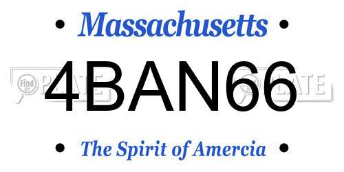 4BAN66 Massachusetts License Plate