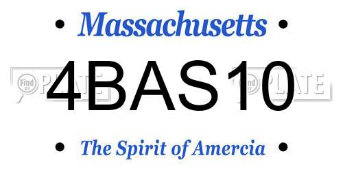 4BAS10 Massachusetts License Plate