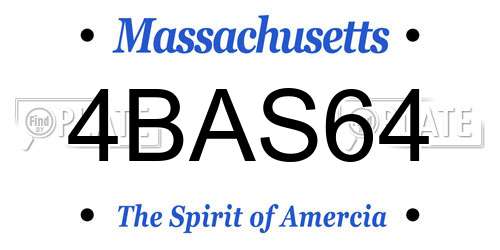 4BAS64 Massachusetts License Plate
