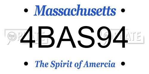 4BAS94 Massachusetts License Plate
