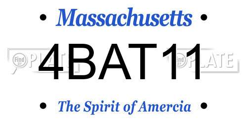 4BAT11 Massachusetts License Plate