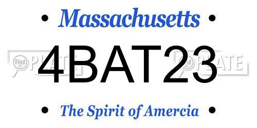4BAT23 Massachusetts License Plate