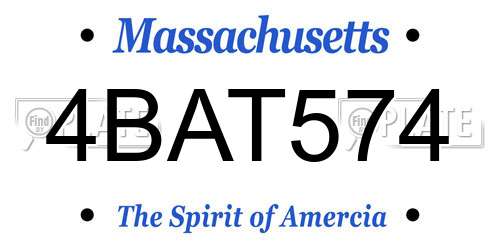 4BAT574 Massachusetts License Plate