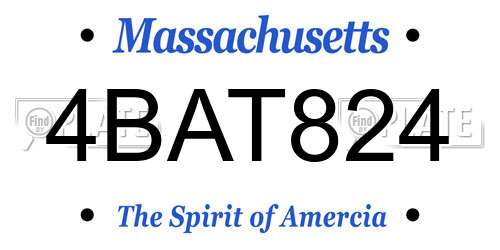 4BAT824 Massachusetts License Plate