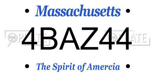 4BAZ44 Massachusetts License Plate
