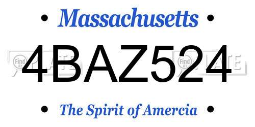 4BAZ524 Massachusetts License Plate