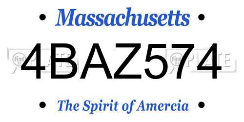 4BAZ574 Massachusetts License Plate