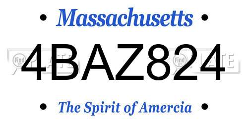 4BAZ824 Massachusetts License Plate