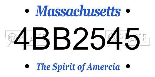 4BB2545 Massachusetts License Plate