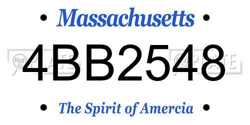 4BB2548 Massachusetts License Plate