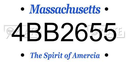 4BB2655 Massachusetts License Plate