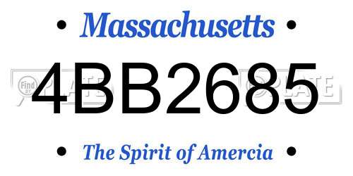 4BB2685 Massachusetts License Plate