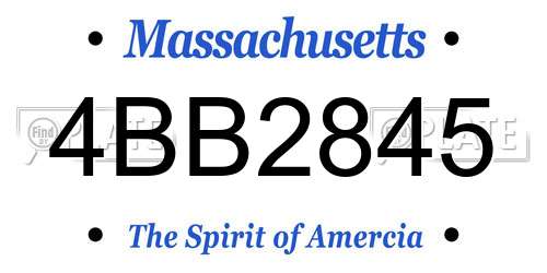4BB2845 Massachusetts License Plate