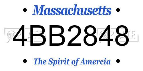 4BB2848 Massachusetts License Plate