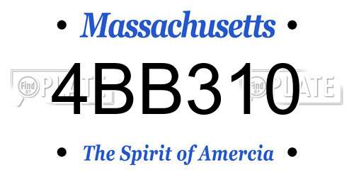 4BB310 Massachusetts License Plate