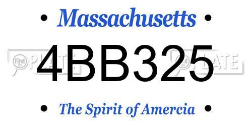 4BB325 Massachusetts License Plate