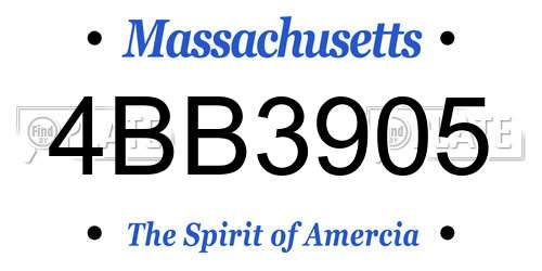 4BB3905 Massachusetts License Plate