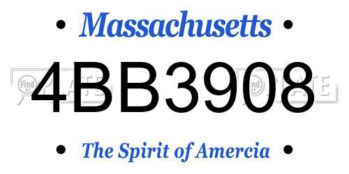 4BB3908 Massachusetts License Plate