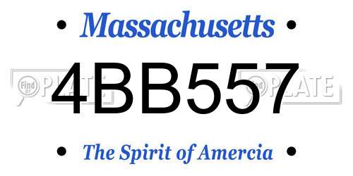 4BB557 Massachusetts License Plate