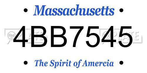 4BB7545 Massachusetts License Plate