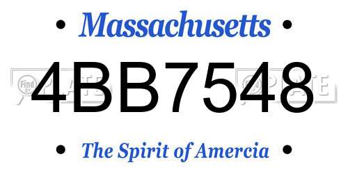4BB7548 Massachusetts License Plate