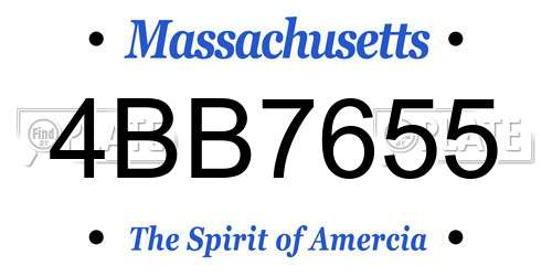 4BB7655 Massachusetts License Plate