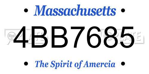 4BB7685 Massachusetts License Plate