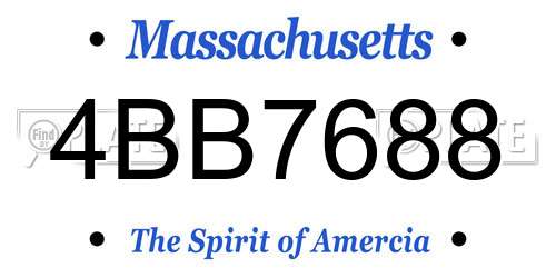 4BB7688 Massachusetts License Plate
