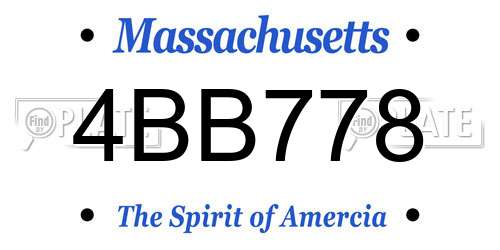 4BB778 Massachusetts License Plate