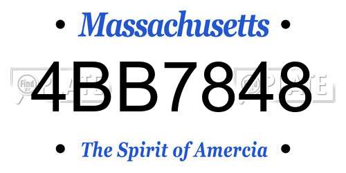 4BB7848 Massachusetts License Plate