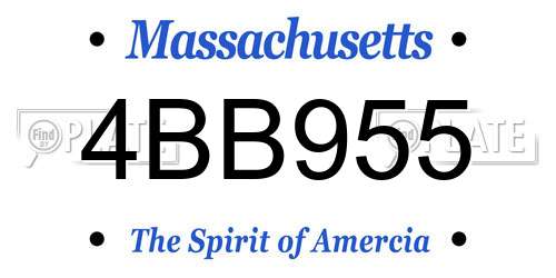 4BB955 Massachusetts License Plate