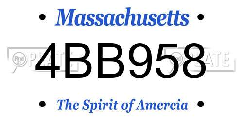 4BB958 Massachusetts License Plate
